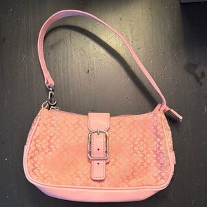 Coach Light Pink Y2K Shoulder Bag with Silver Buckle